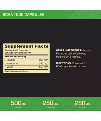 Optimum Nutrition BCAA 1000 (200 caps) USA